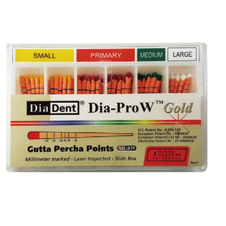 6.GP-DiaProW-Gold DiaDent Gutta Percha Points DIA-Pro-W gold - Attēls 1